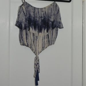 Strapless Tie Dye Top with Tassel